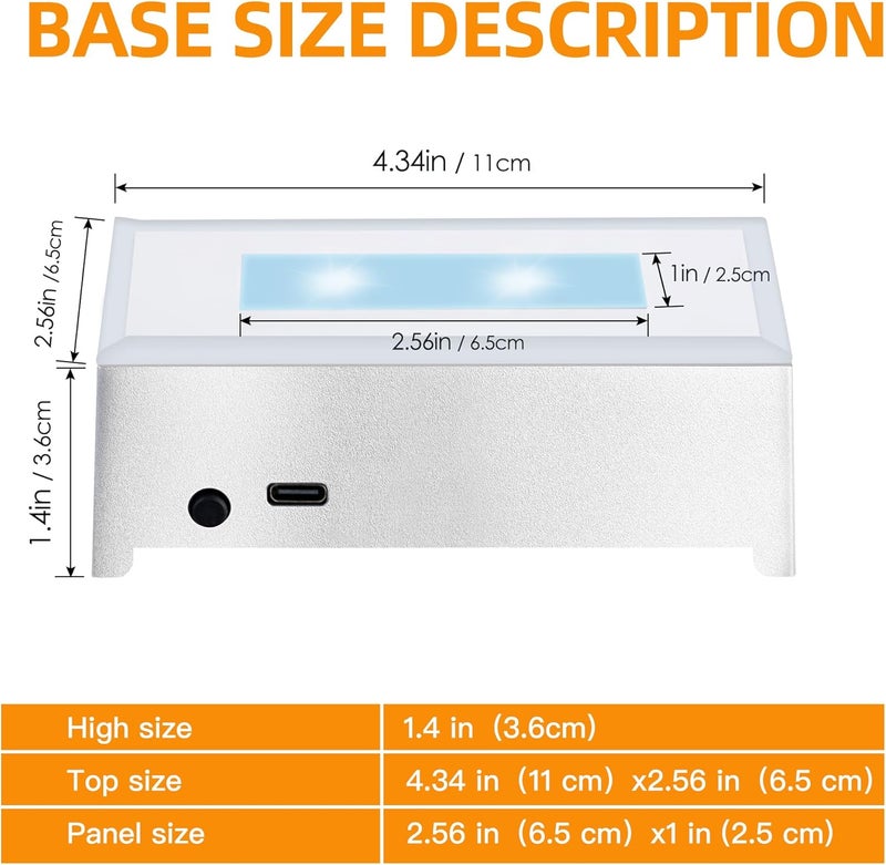 EUSTUMA LED Light Base Rectangle Display Stand In A Variety of Colors,Lighted Up Stand Color Changing Small LED for 3D Glass Crystal Art,Holiday Party Decoration. (Silver) - Image 4